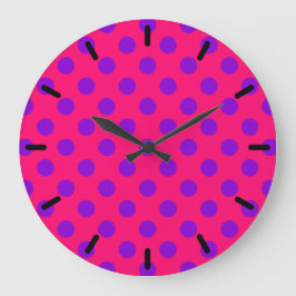 Reloj Redondo Grande Punto de polka morado sobre cereal