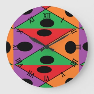 Reloj Redondo Grande Punto polka negro con motivos