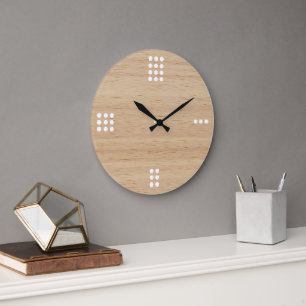 Reloj Redondo Grande Puntos contemporáneos en madera falsa