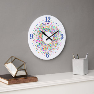 Reloj Redondo Grande Puntos de color de ráfaga
