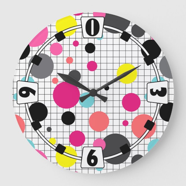 Reloj Redondo Grande Puntos de Memphis polka (Anverso)