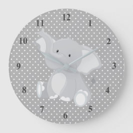 Reloj Redondo Grande Puntos de polka elefante mate