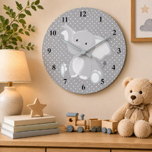 Reloj Redondo Grande Puntos de polka elefante mate