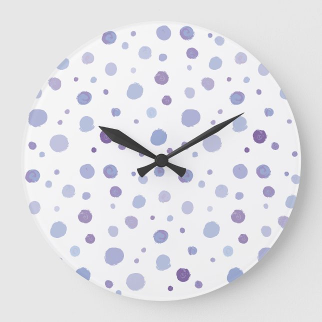 Reloj Redondo Grande puntos de polka pintados a mano (Anverso)