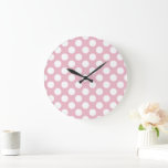 Reloj Redondo Grande Puntos De Polka Rosa, Patrón De Punto De Polka, Pu<br><div class="desc">Patrón de puntos polka amables,  divertidos y adorables en color rosa y blanco. Un regalo moderno y de moda,  perfecto para el amante de la polka en su vida.</div>