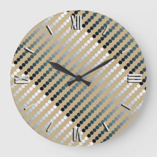 Reloj Redondo Grande Puntos de satén - gris taupe y pewre