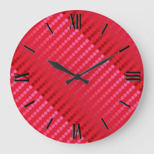 Reloj Redondo Grande Puntos de satén - tonos de rojo profundo