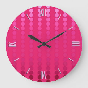 Reloj Redondo Grande Puntos de satén - tonos fucsia rosados