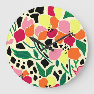 Reloj Redondo Grande Puntos del jardín tropical