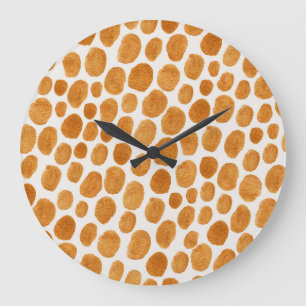 Reloj Redondo Grande Puntos del Polka Dorado: Gouache Resumen