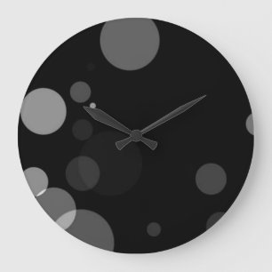 Reloj Redondo Grande Puntos grises en fondo negro