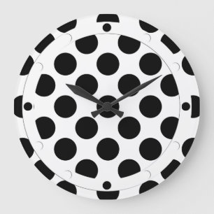 Reloj Redondo Grande Puntos sin fisuras patrón negro + la espalda