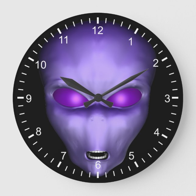 Reloj Redondo Grande Purple Alien Face (Anverso)