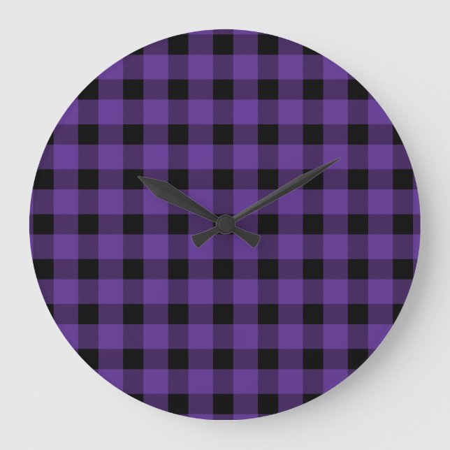 Reloj Redondo Grande Purple Buffalo Country Lumberjack Plaid (Anverso)