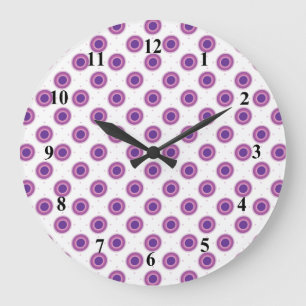Reloj Redondo Grande Purple Bullseye Target Polka Dot Round Circles