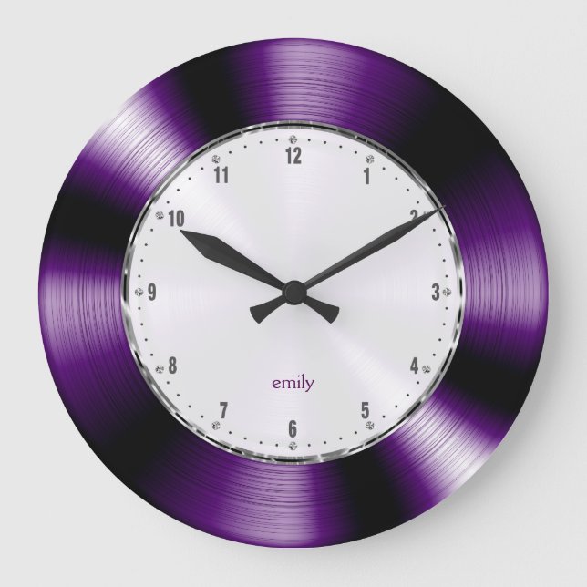Reloj Redondo Grande Purple Carbon Fiber Metallic Look (Anverso)