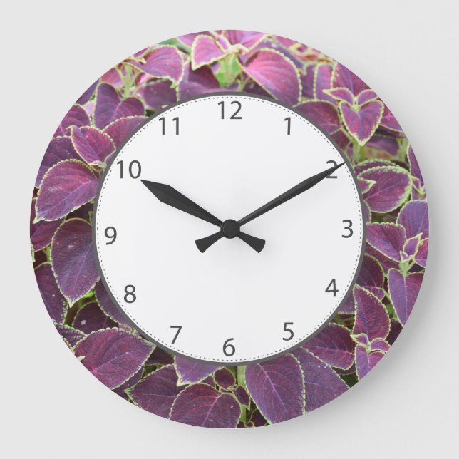 Reloj Redondo Grande Purple Coleus Garden Clock (Anverso)