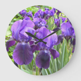 Reloj Redondo Grande Purple Irises in Bloom