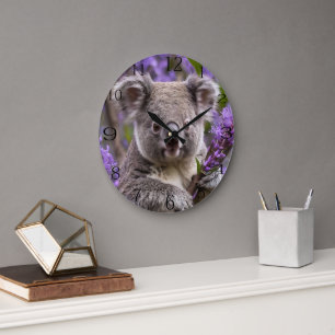 Reloj Redondo Grande Purple Jacaranda Koala Bear,