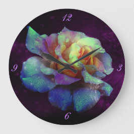 Reloj Redondo Grande Purple Kissed Turquoise Rose Wall Clock