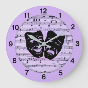 Reloj Redondo Grande Purple Music and Theater Masks
