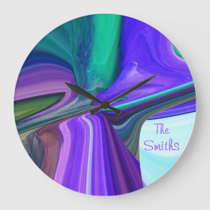 Reloj Redondo Grande Purple N Verde azulado Abstract Wall Clock persona