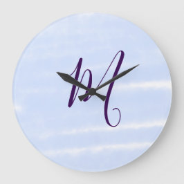 Reloj Redondo Grande Purple pastel watercolor monogram name letterretro