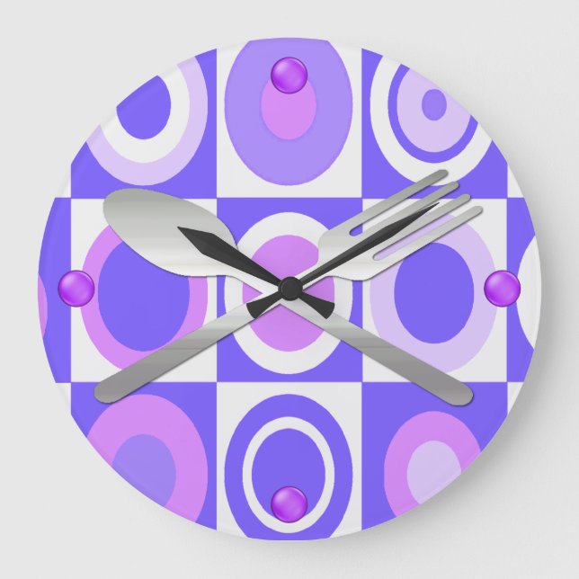 Reloj Redondo Grande Purple Retro Style Kitchen Wall Clock (Anverso)