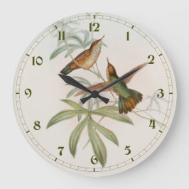 Reloj Redondo Grande Purple-tailed Avocet Hummingbird by John Gould
