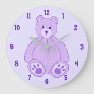 Reloj Redondo Grande Purple Teddy Bear