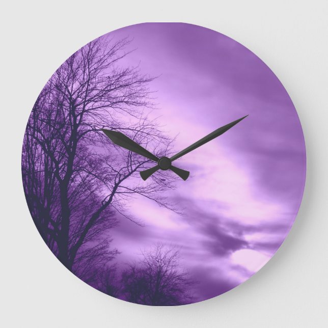 Reloj Redondo Grande Purple Tree and Sky Wall Clock (Anverso)