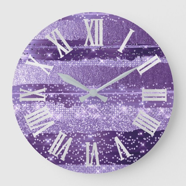 Reloj Redondo Grande PURPLE VIOLET ATRAVIESA números romanos grises Pur (Anverso)