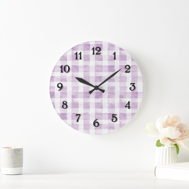Reloj Redondo Grande Purple White Stripes Baby Shower (Hogar)
