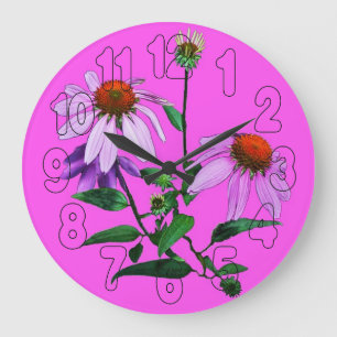 Reloj Redondo Grande Púrpura Conefluente En Rosa