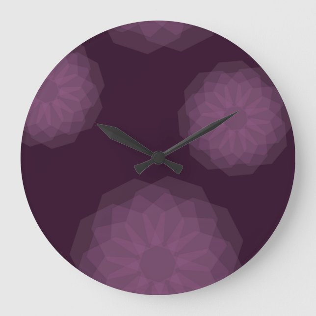 Reloj Redondo Grande Púrpura, fresca, moderna, simple y floral abstract (Anverso)