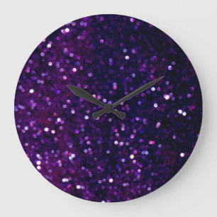 Reloj Redondo Grande Púrpura neblina: fondo de luces Purpurinas