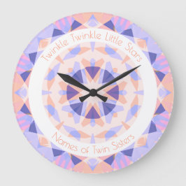 Reloj Redondo Grande Púrpura Rosa Twinkle Pequeña Estrella Chica gemela