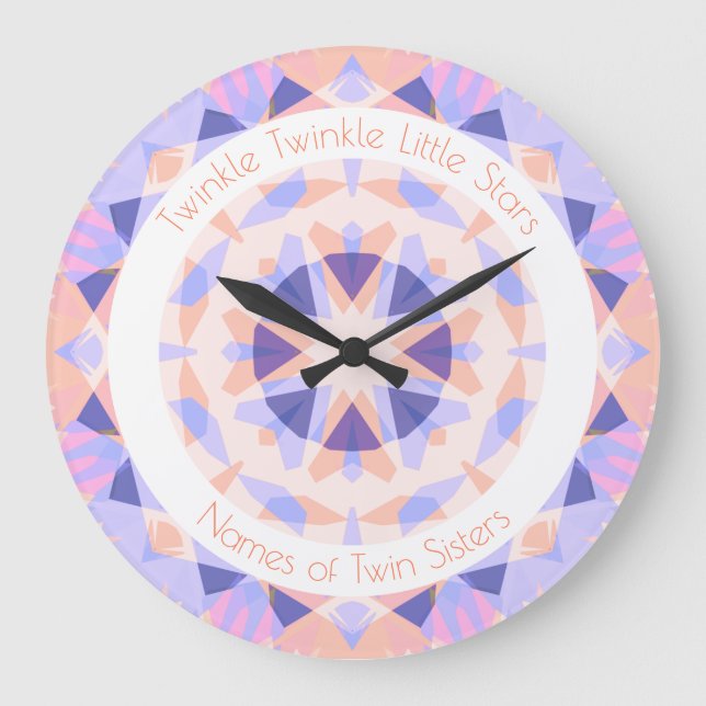 Reloj Redondo Grande Púrpura Rosa Twinkle Pequeña Estrella Chica gemela (Anverso)