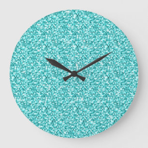 Reloj Redondo Grande Purpurina azul de Fun Aqua Impreso