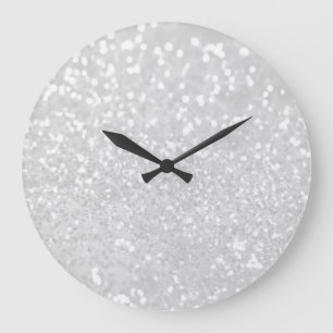 Reloj Redondo Grande purpurina blanco del encanto elegante elegante