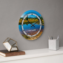 Reloj Redondo Grande Purpurina de Navidades del Lake Tahoe California S