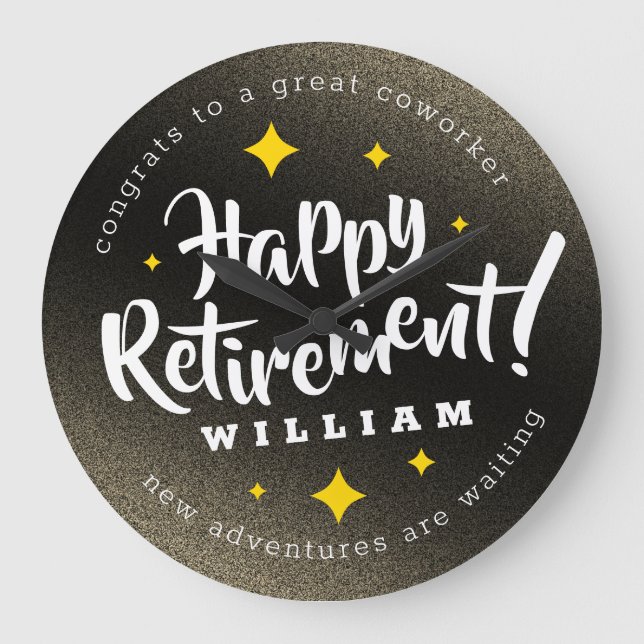 Reloj Redondo Grande Purpurina de oro divertido anuncia retiro nuevas a (Anverso)