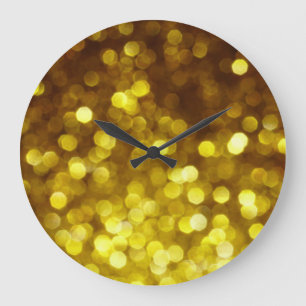 Reloj Redondo Grande Purpurina de oro: textura de Navidades festivos.
