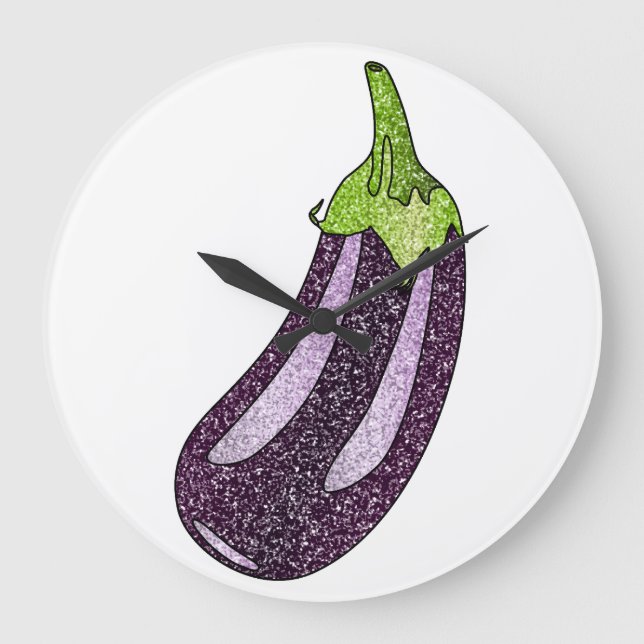Reloj Redondo Grande Purpurina Eggplant (Anverso)