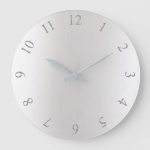 Reloj Redondo Grande Purpurina monocromático Gray Silver números de Est