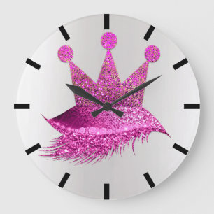 Reloj Redondo Grande Purpurina negro gris de princesa Of Lashes Crown