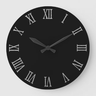 Reloj Redondo Grande Purpurina plateado Aspecto Negrita Número romano N