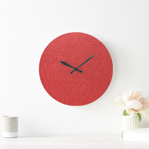 Reloj Redondo Grande Purpurina Rojo, Esparkle, Fondo Purpurina