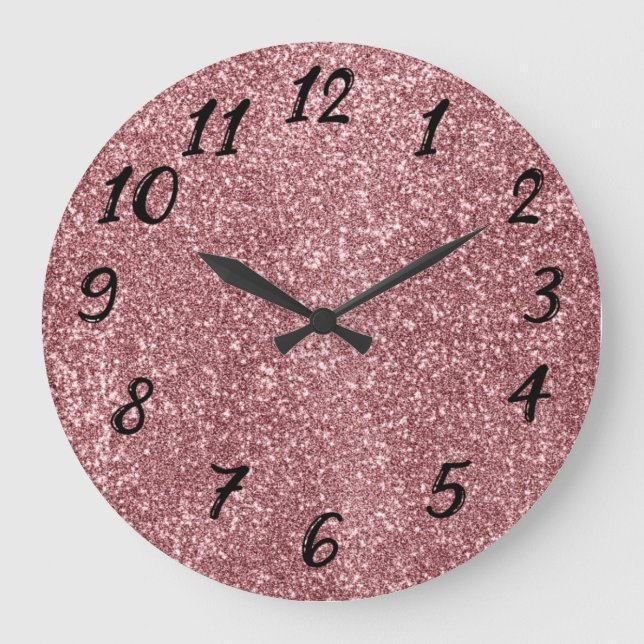 Reloj Redondo Grande Purpurina rosa lindo (Anverso)