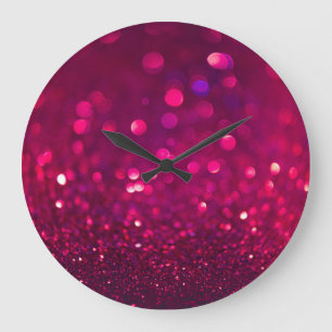 Reloj Redondo Grande Purpurina Rosa Rojo: Resumen en Bokeh